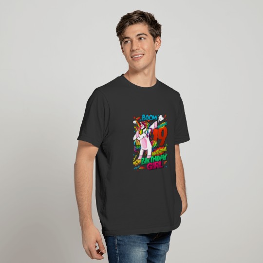 19 Years Old Birthday Comics Unicorn Dabbing 19Th T-shirt