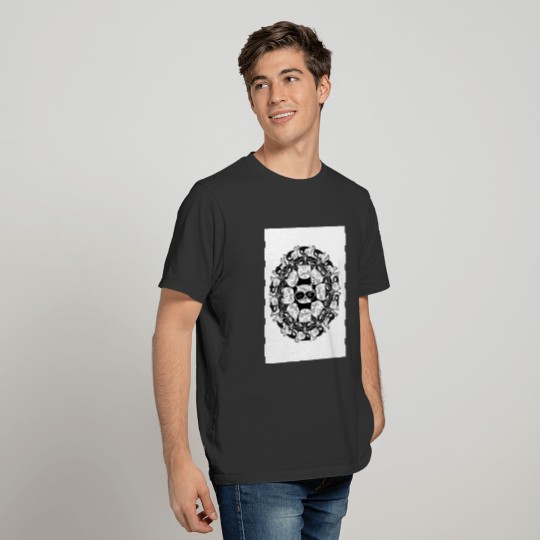 Cat Mandala in Black and White Polo T-shirt