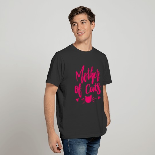 Funny Mother of Cats Pink Wording T-shirt