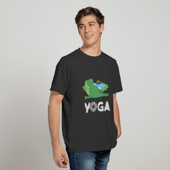 Frog posing Yoga next to Pond T-shirt