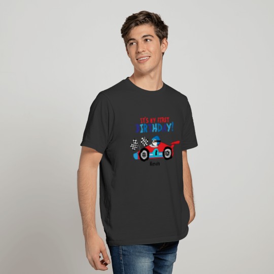 1st Birthday Race Car Red and Blue T-shirt