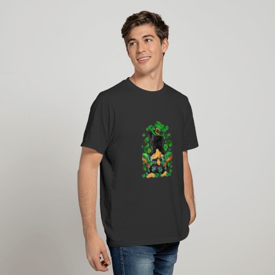 Funny St Patricks Day {A] Dog Shamrock Leprechaun T-shirt