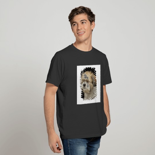 Brown and white Shih Tzu with eyes closed T-shirt