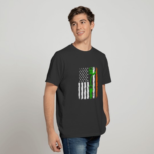 Retro American Flag Welder St Patricks Day Shamroc T-shirt