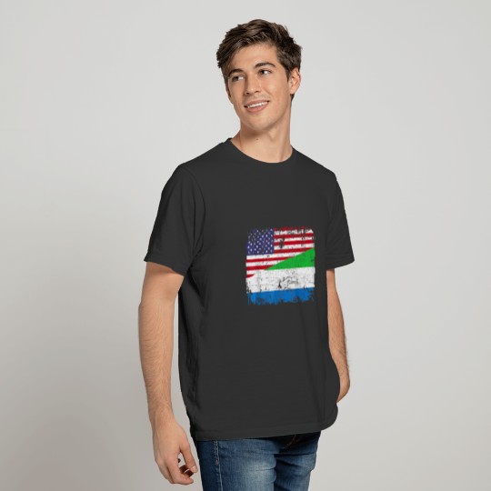 SIERRA LEONEAN ROOTS  Half American Flag  SIERRA L T-shirt