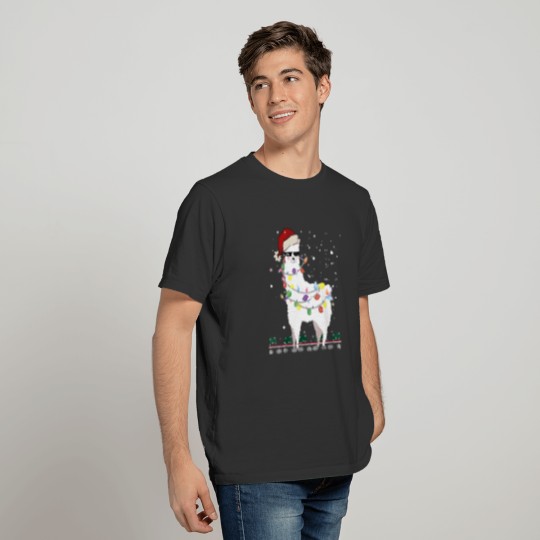 Christmas Llama Santa Hat Ugly Xmas Tree Alpaca Sh T-shirt