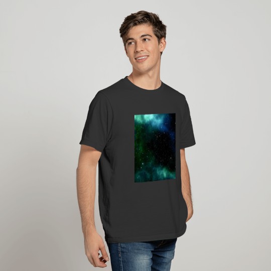 galaxy sky blue green T-shirt