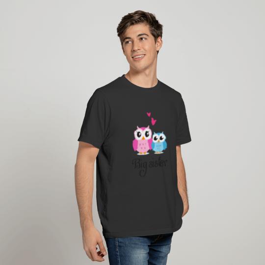 Cute owls big sister little brother cartoon T-shirt