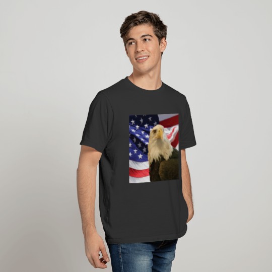 American Bald Eagle and Flag Polo T-shirt