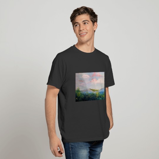Pink Clouds Mountains and Trees T-shirt