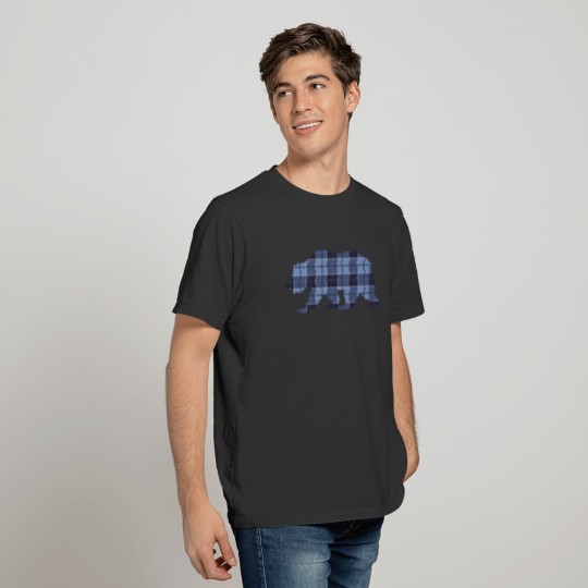 Blue Plaid Tartan Bear T-shirt