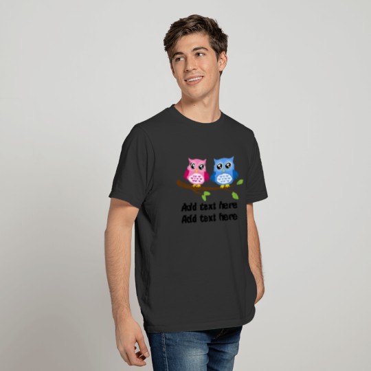 personalized custom add name or text owl birthday T-shirt