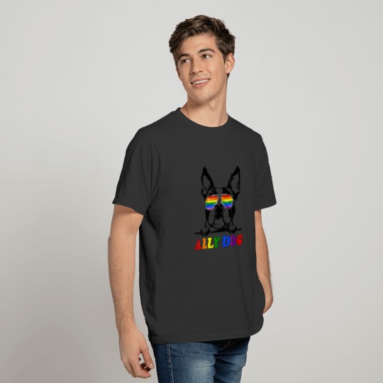 Ally Dog LGBT Gay Rainbow Pride Flag Boys Men T-shirt