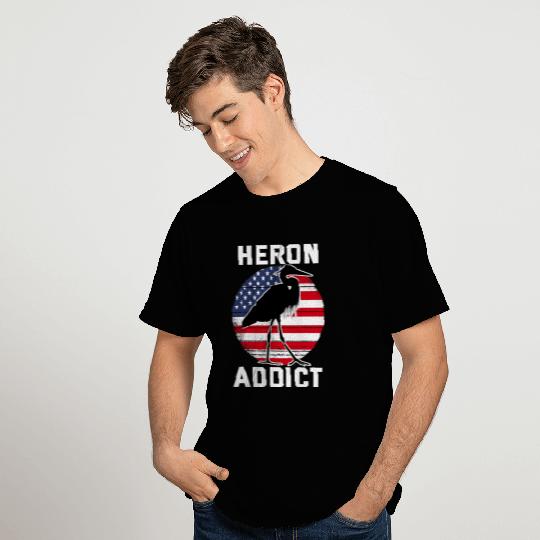 American Birding Heron Addict Blue Heron T-Shirts