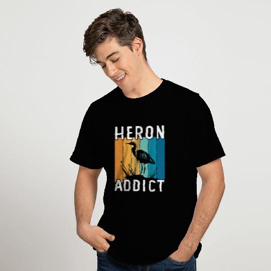 Retro Birding Heron Addict Bird T-Shirts