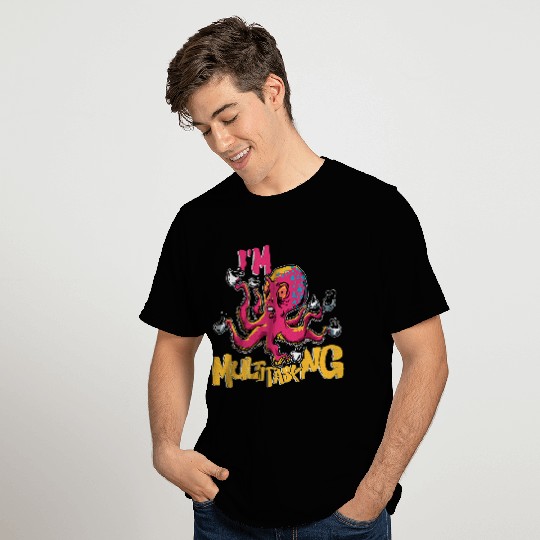 CF Coffee Funny Coffee Multitasking Squid Octopus T-Shirts