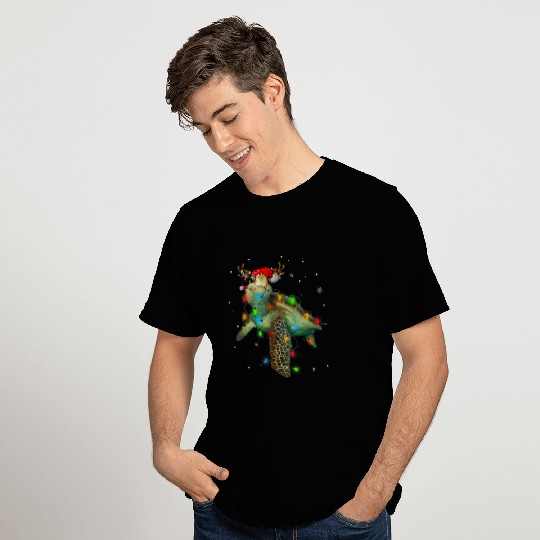 Turtle Pet christmas lights santa hat merry christmas 2 T-Shirts