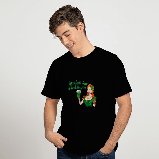 Beer Fun Green Beer And Bad Decisions Cute Redhead St Patricks Day T-Shirts