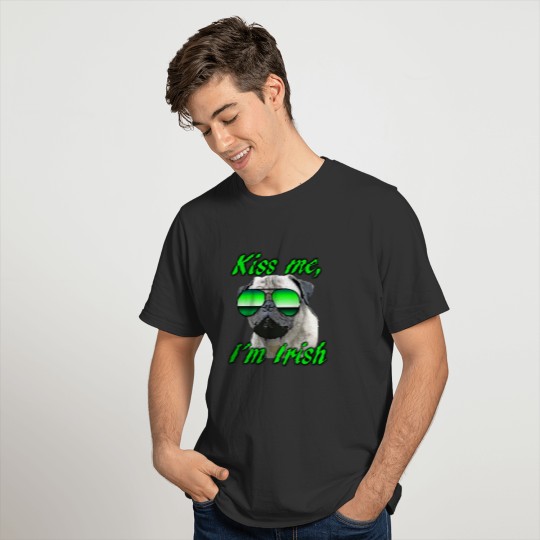 Kiss Me I'm Irish Pug Dog T Shirts