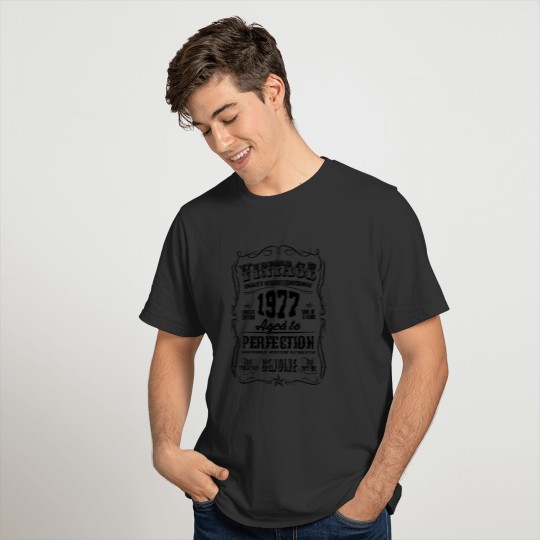 Vintage 1977 Aged to Perfection Black Print T-shirt