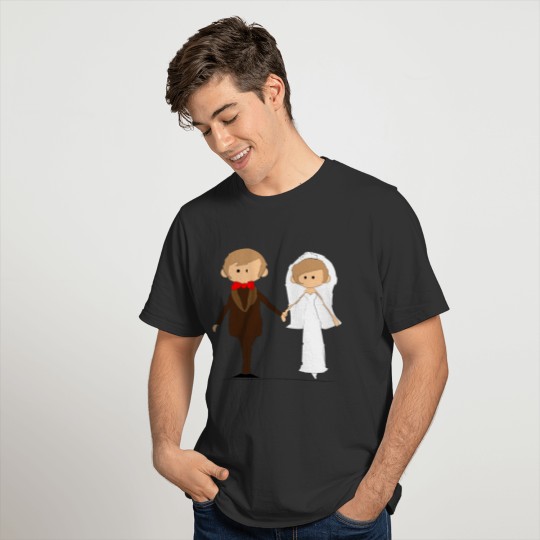 Cartoon style wedding couple T-shirt