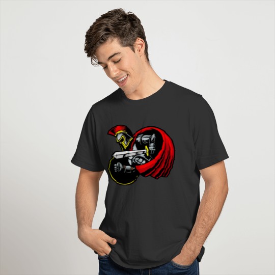 red_gladiator_with_sword_and_shield T-shirt