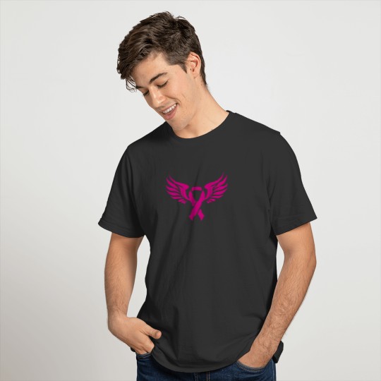BREAST CANCER RIBBON WITH WING T-shirt