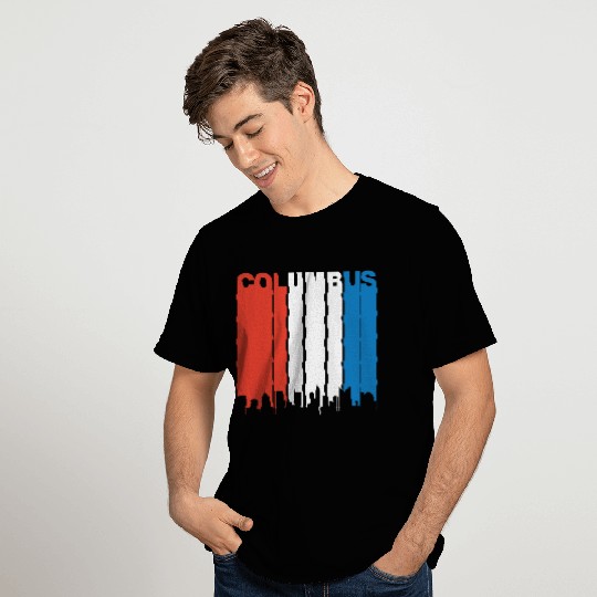 Red White And Blue Columbus Ohio Skyline T Shirts