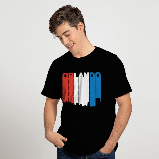 Red White And Blue Orlando Florida Skyline T Shirts