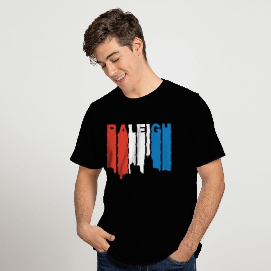 Red White And Blue Raleigh North Carolina Skyline T Shirts