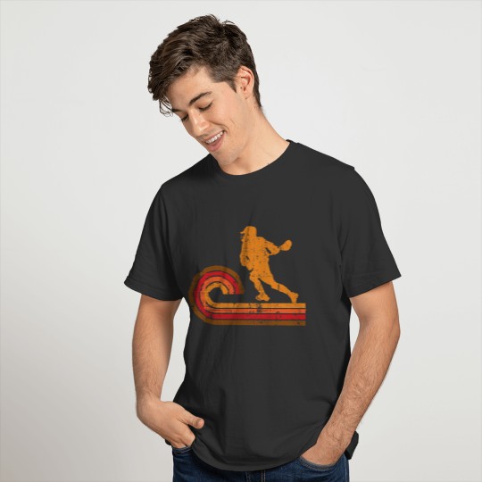 Retro Style Lacrosse Player Silhouette Sports T-shirt