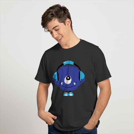 Cute Sound Monster with Headphones T-shirt