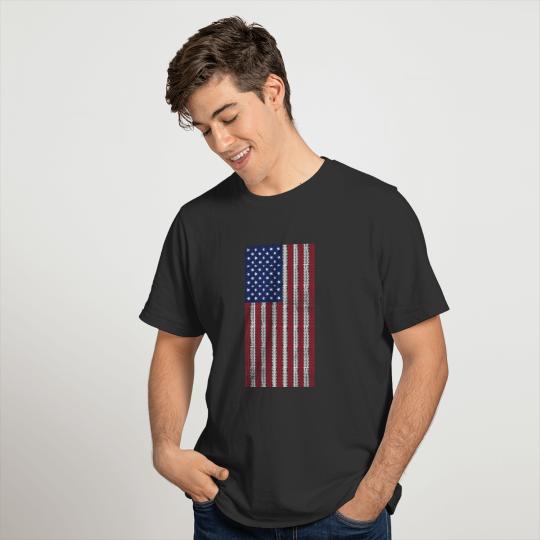 Vintage US Flag Made of Mountainbike Tracks ➢ MTB T-shirt