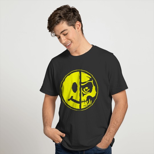 Smiley Face Skull Yellow T Shirts