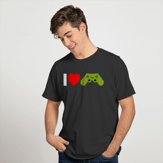 i love gaming heart gamepad gift idea present T-shirt