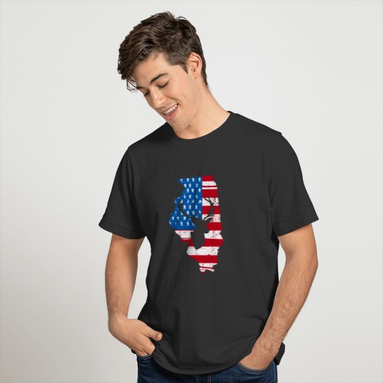 American Flag Illinois Deer Hunting Patriotic T-Sh T-shirt