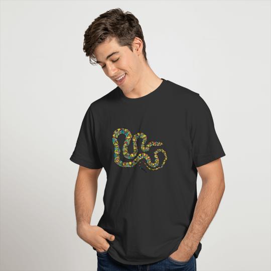 colorful snake mosaic T-shirt