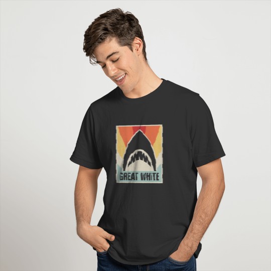 Vintage GREAT WHITE Shark Poster T Shirts