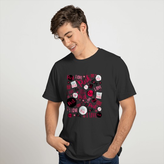 I love pink - life is better with patches stickers T-shirt