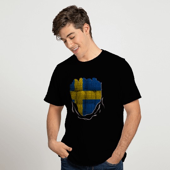 Funny Sweden Flag Ripped Abs Muscles T Shirts