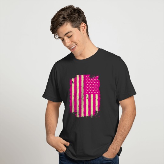 pink flag us usa womens gift vintage T Shirts