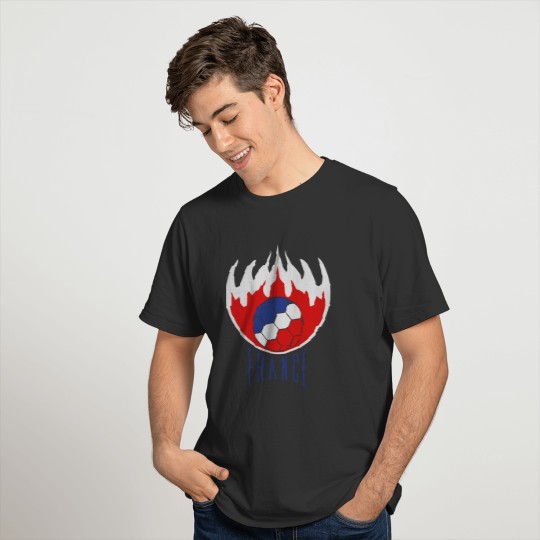 text logo fire flames burning hot france fan celeb T-shirt