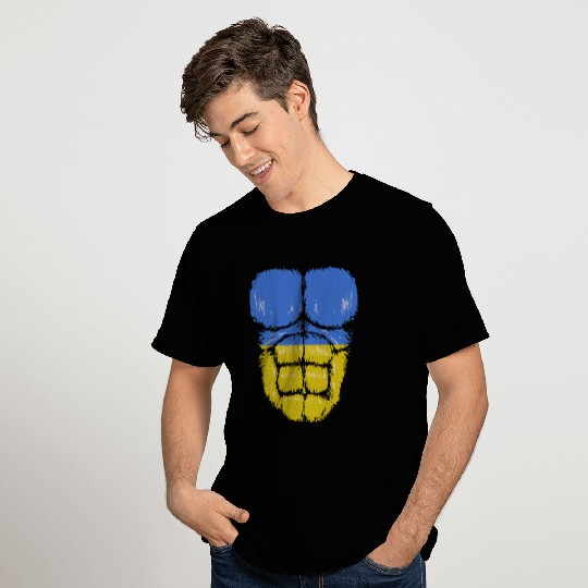 Ukraine flag hulk muscles T Shirts
