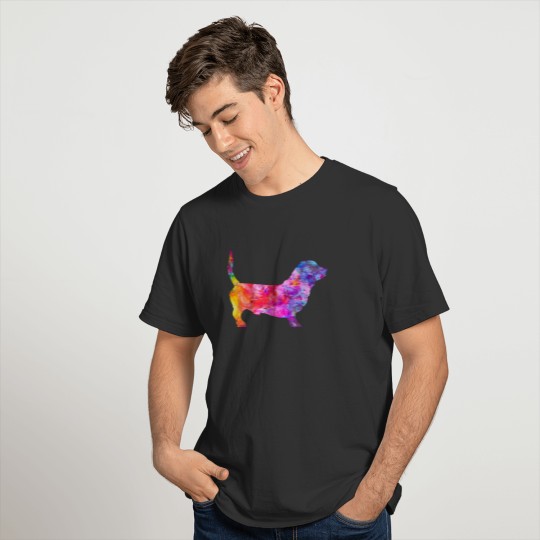 Basset Hound Water Color Art Print Pet Owner T-shirt