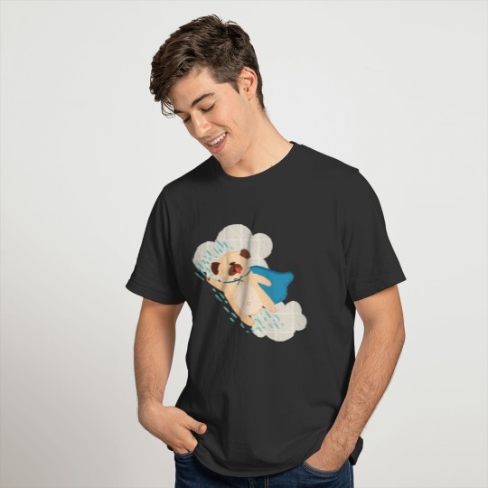 Funny pug with superhero style T-shirt