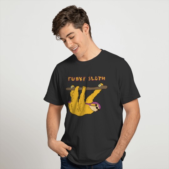 Funky Sloth Chilling Graphic Yellow T Shirts