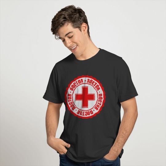 stamp round circle badge cross text doctor listeni T Shirts
