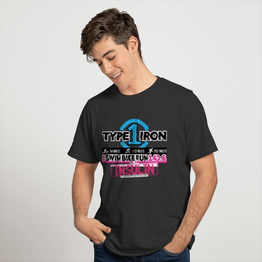 Type 1 Diabetes 140.6 Triathlon - Blue/Pink/Blk T-shirt