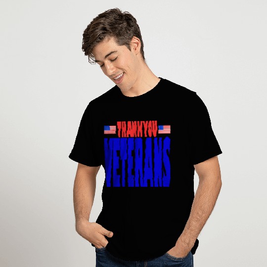 USAts THANK YOU VETERANS us flag bluz T Shirts