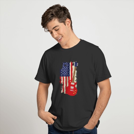 Electric guitar american flag shirt 4th of july T-shirt